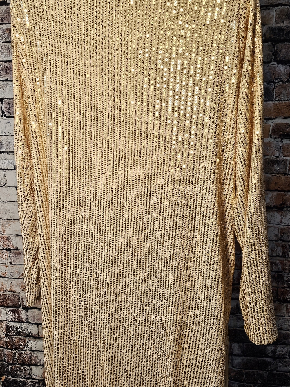 Kori America Gold Sequin Duster Cardigan NWT Glam Open Front Jacket Small - Picture 3 of 4